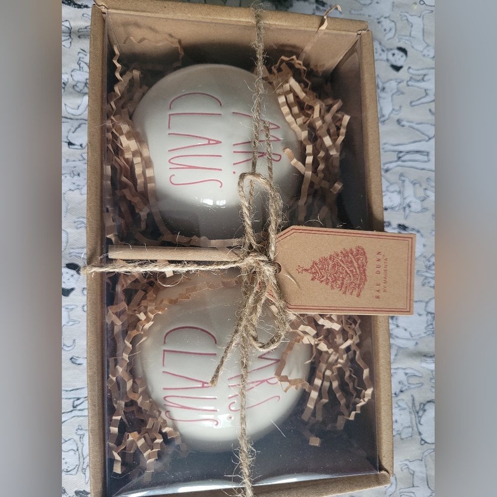 Rae Dunn Mr & Mrs Claus Ceramic Ornaments